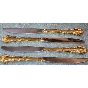 Set of 4 Oneida Gold Plated Stainless Steel Butter Knife Beethoven Pattern